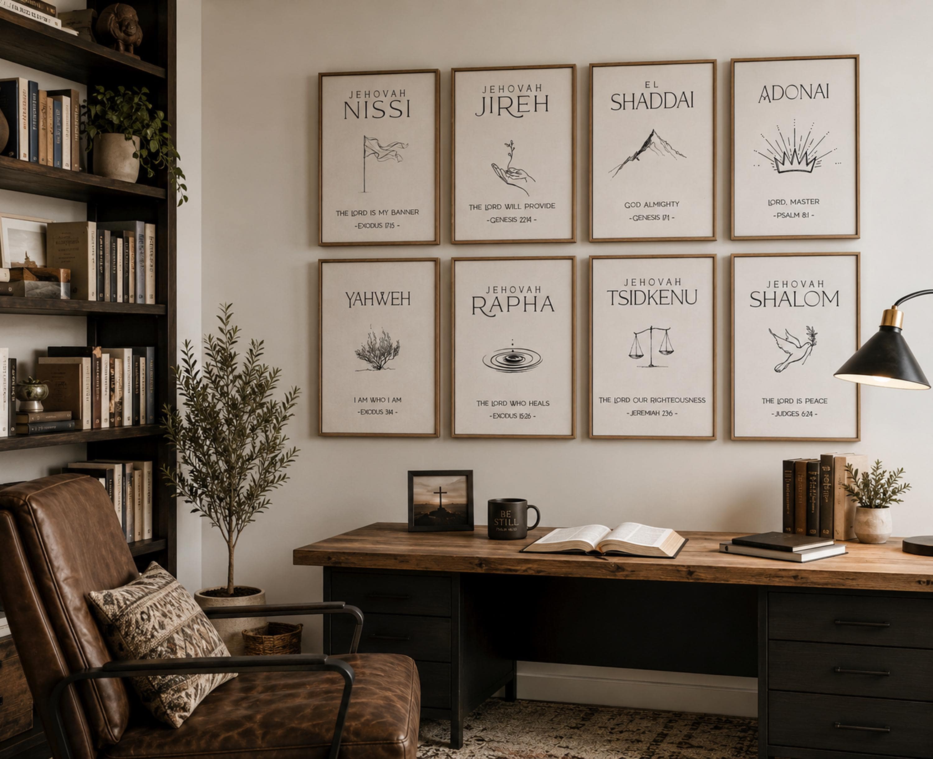 14 Names of God Poster Set | Minimalist Christian Wall Art | Old ...