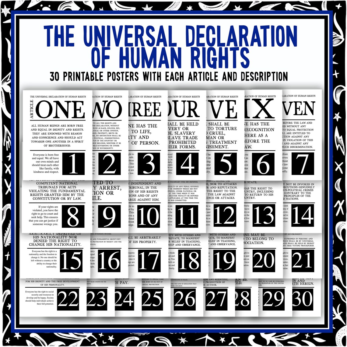 Human Rights Header Universal Declaration of Human Rights Bulletin Board Set | UDHR Month ...