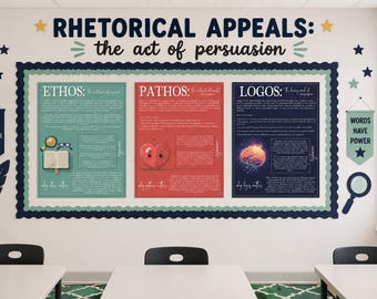 Rhetorische Appelle druckbare Poster | Ethos, Pathos, Logos Pinnwand | AP Lang Lit Englisch Klassenzimmer | Abitur überzeugendes Schreiben