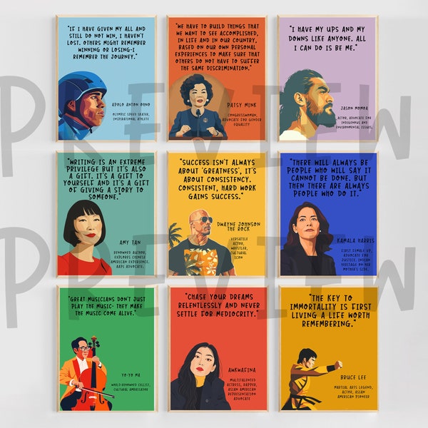 Bulletin Board Set für asiatisch-amerikanische und pazifische Inselbewohner | AAPI Poster & Zitate | AAPI Geschichtsmonat Lehrer Klassenzimmer Dekor