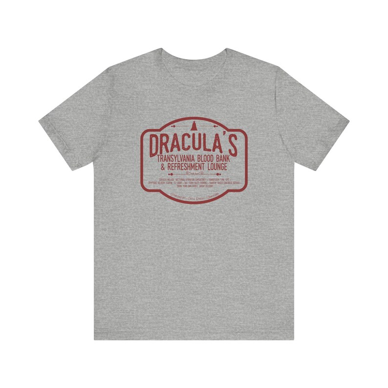Dracula Shirt | Transylvania Blood Bank Tee | Classic Horror Literary TShirt | Vampire Humor Gift, Gothic Book Lover Dark Academia Aesthetic Athletic Heather
