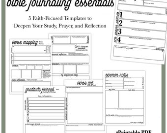 Bible Journaling Template Bundle, Digital Faith for Women, Devotional Study Groups | Verse Mapping, Sermon Notes, Prayer Journal, Gratitude