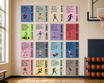 Famous Athletes Bulletin Board Set | Sports Role Models Posters | 16 printable classroom decor | Inspirational Motivational Growth Mindset