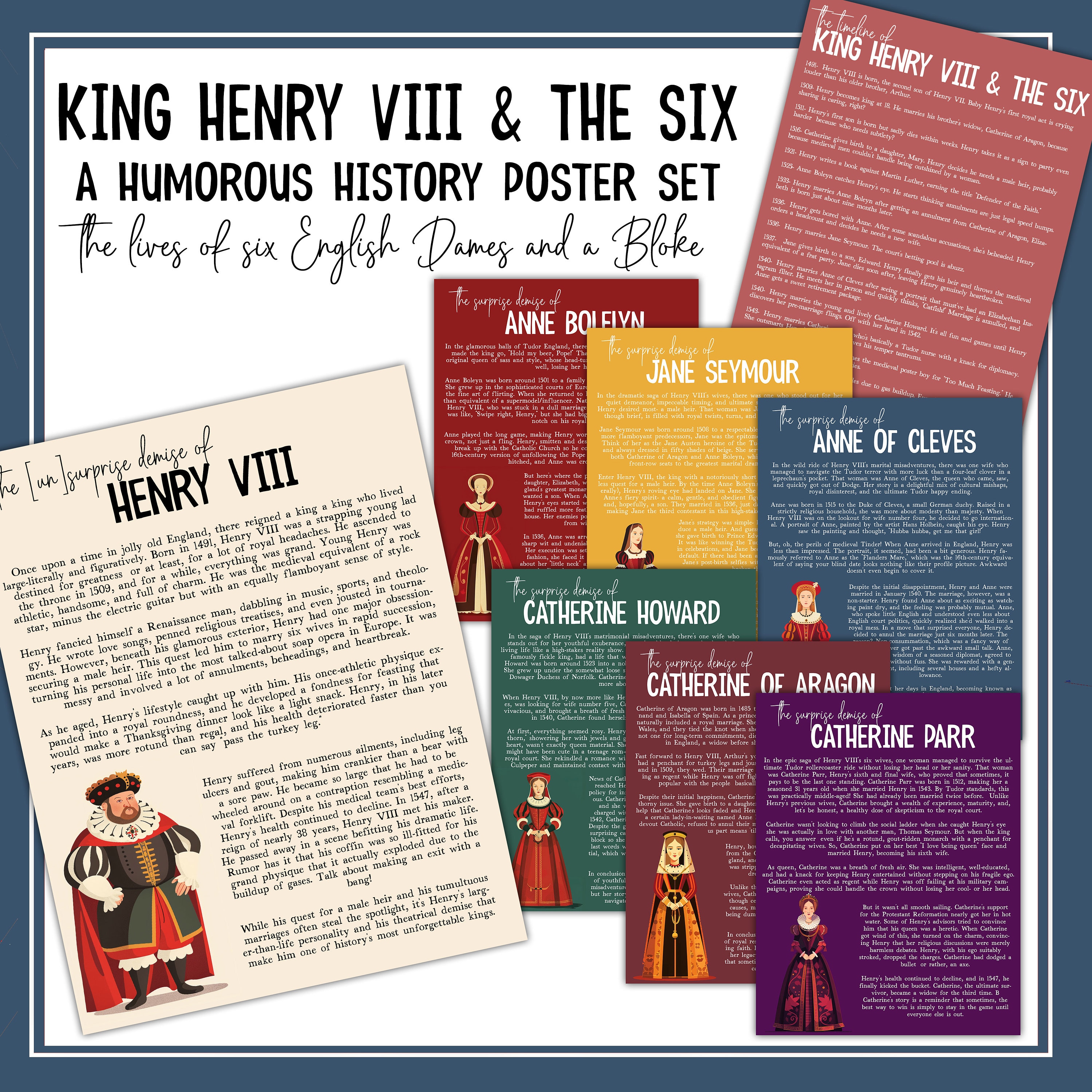 Funny King Henry VIII & His Six Wives Bulletin Board Set | King of