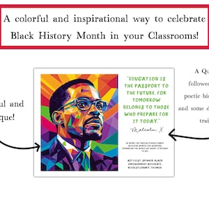 Black History Month Bulletin Board | Inspirational Quotes Poster Set | Motivational Classroom Printable Decor | Civil Rights Athletes Music image 4