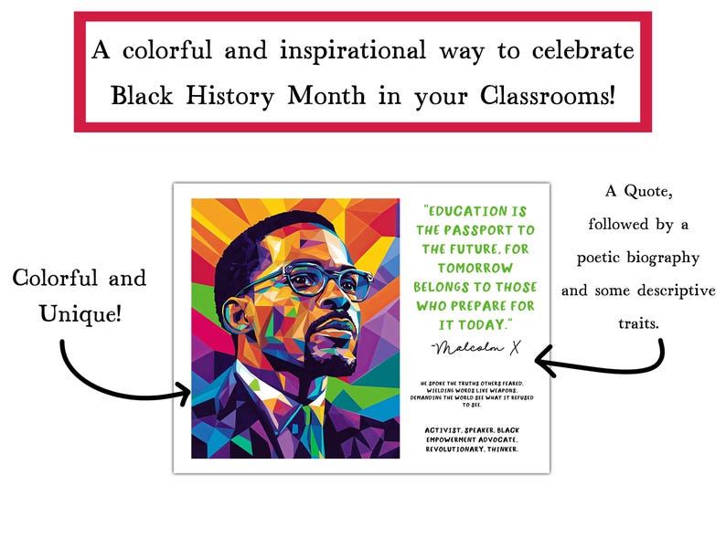 Black History Month Bulletin Board | Inspirational Quotes Poster Set | Motivational Classroom Printable Decor | Civil Rights Athletes Music image 4