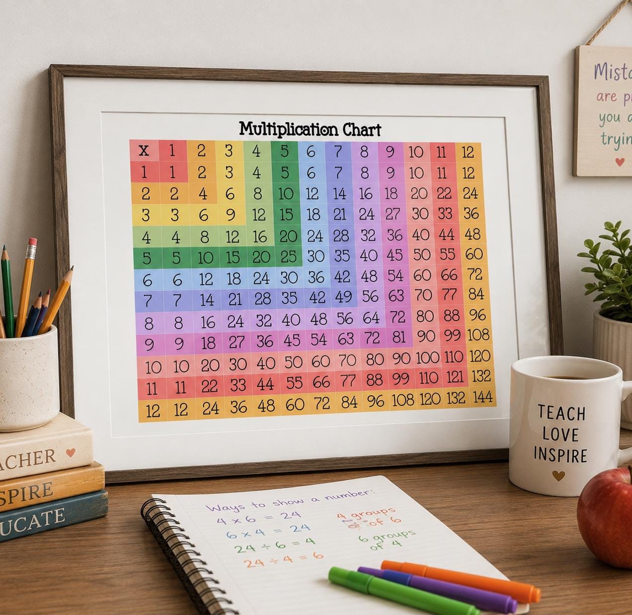 Printable Multiplication Chart | Digital Times Table Poster | Math ...