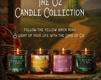 Wizard of Oz Candle Set | Literary Book Candle Collection Gift | Wicked Witch of the West Home Decor | Emerald City, Glinda Good Witch Gifts