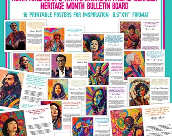 Asian American & Native Hawaiian/Pacific Islander Bulletin Board | May AANHPI Heritage Month Posters | Famous AAPI Poster Set | AAPI Decor