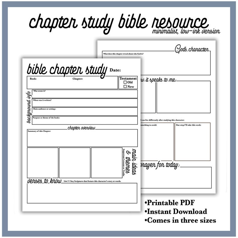 Printable Bible Chapter Study Guide | Bible Study Scripture Reflection ...