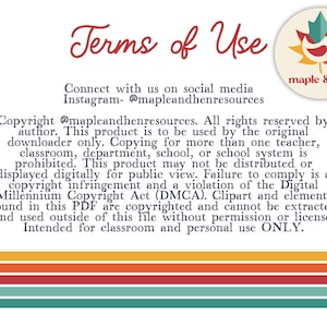 Pu&ograve; includere: Termini di utilizzo per un prodotto digitale. Informazioni sul copyright per il downloader originale. Questo prodotto &egrave; solo per uso personale e in classe. Non pu&ograve; essere condiviso o distribuito digitalmente.