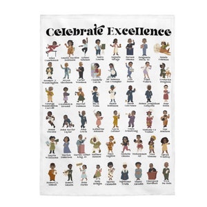 Black History Makers Velveteen Plush Blanket | Black Excellence History Month Throw Blankets | African American US History