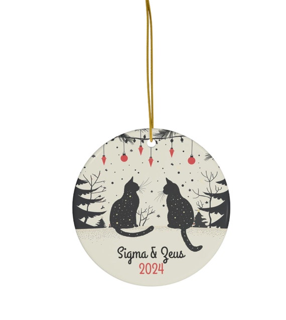 thumbnail image 2 of Unque Chrstmas Cat Wood Block Sgns, Festve Cat Decoratons For 2 of 11