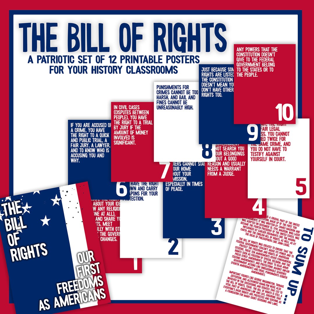 権利章典修正条項掲示板 | 米国憲法政府ポスター | 高校社会科歴史教師ポスターセット - Etsy 日本, image size:1080x1080