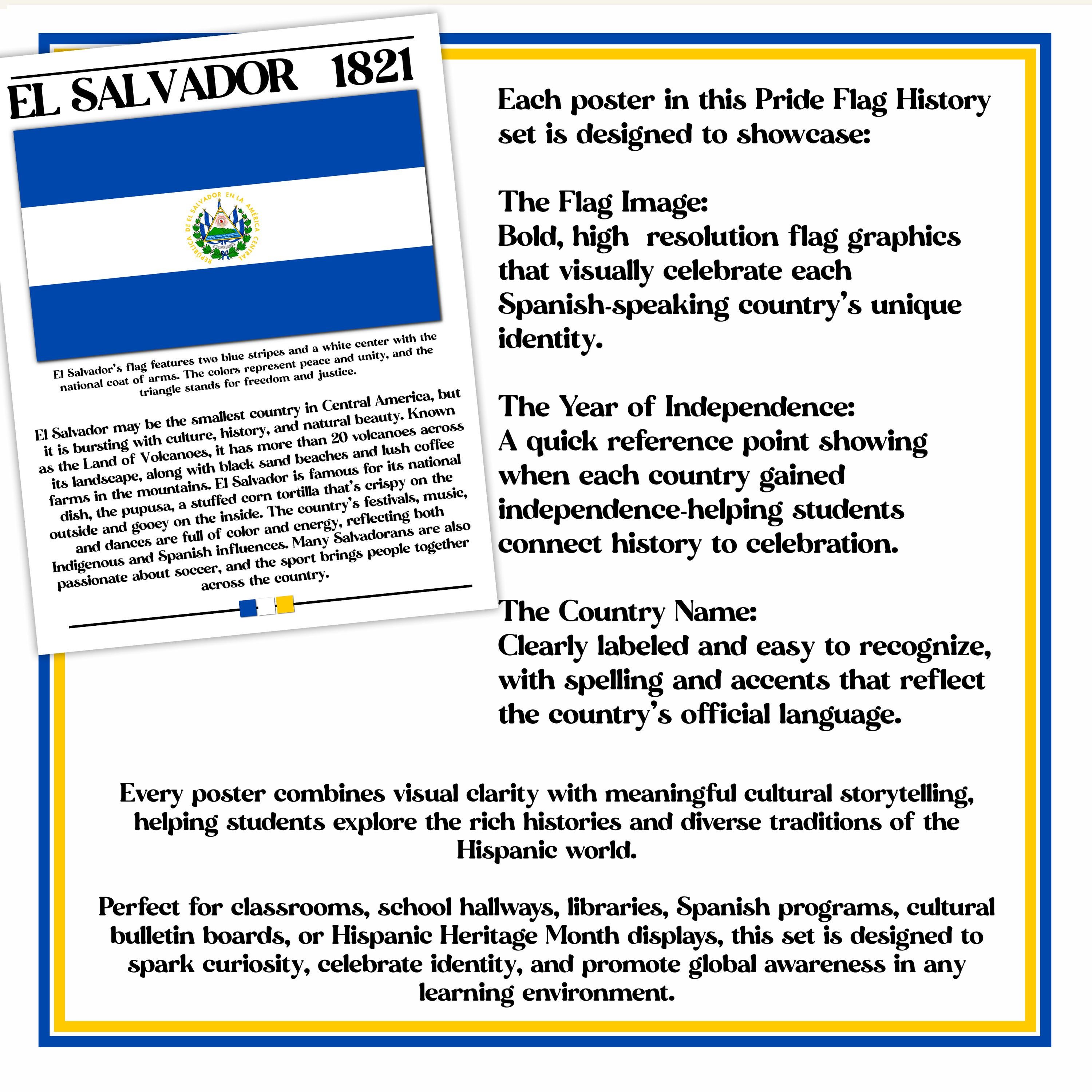 ヒスパニック系文化遺産月間旗掲示板 | ヒスパニック系カントリーポスターセット | 中学校装飾セット | 楽しい旗ポスターと経歴 | 9月 -  Etsy 日本