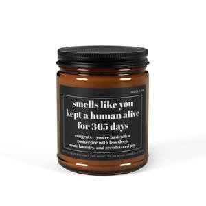 First Year Parenting Candle | First Birthday Gift for Parents from Friends | Funny Gift for Exhausted Mom & Dad | Sarcastic 1st Bday Candle image 9