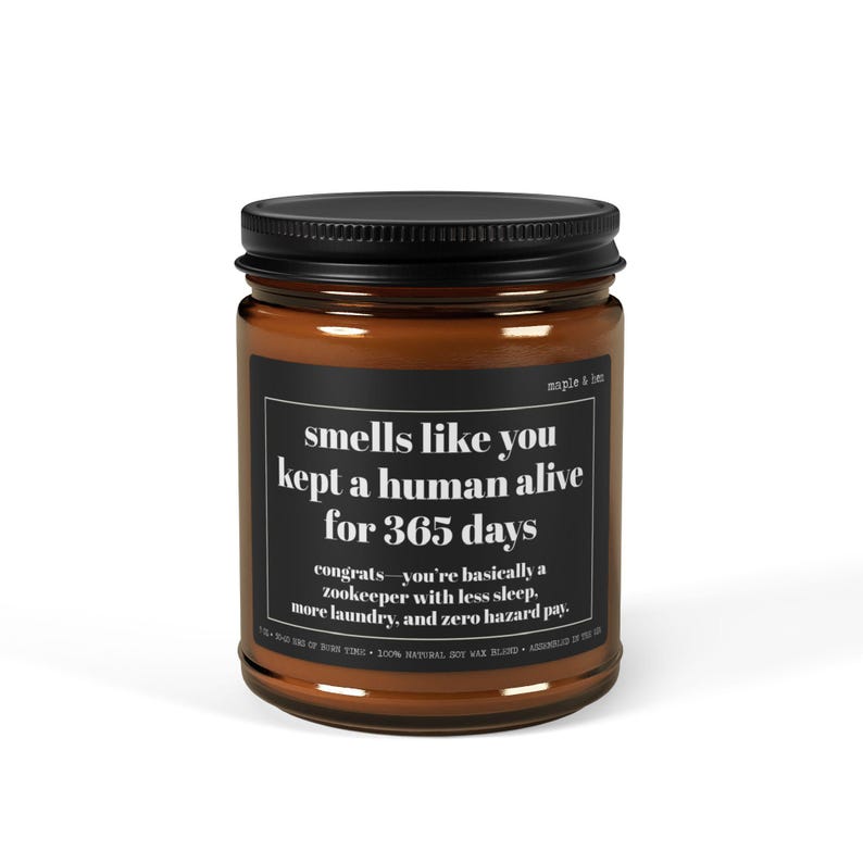 First Year Parenting Candle | First Birthday Gift for Parents from Friends | Funny Gift for Exhausted Mom & Dad | Sarcastic 1st Bday Candle image 9