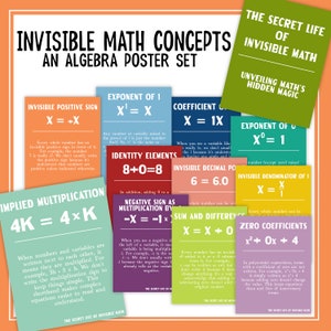 Invisible Math Concept Posters | Middle School Math Classroom Decor Bundle |  Math Teacher Printable Bulletin Board | Algebra Secret Math