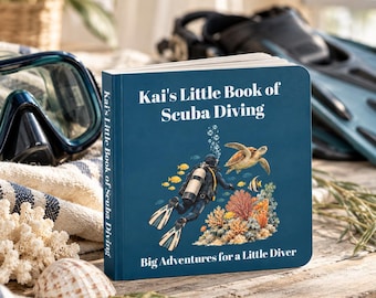 Personalized Scuba Diving Baby Board Book | Custom Little Diver Book | Scuba Diver Baby Gift | Diving Dad Grandpa Gift | First Birthday