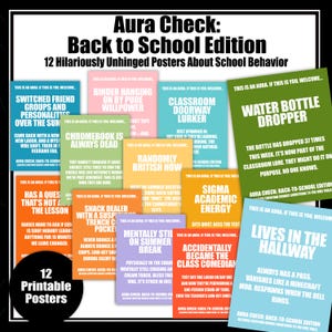 Funny Gen Alpha Behavior Posters | Unhinged Middle School Student Aura Classroom Decor | Back to School Teacher Bulletin Board Poster Set