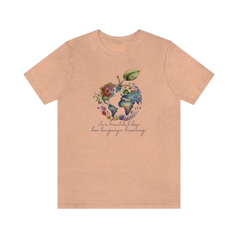 ESL Teacher Shirt | English as a Second Language Teach Tshirt | Beautiful Day Learning Enl | Multilingual Learners Linguist Team Tee Heather Peach