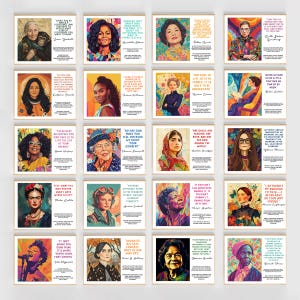 Set di poster per il mese della storia delle donne / Bacheca di marzo sulle donne nella storia / Citazioni di donne motivazionali / Poster per insegnanti del movimento per il suffragio