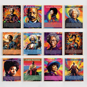 Black Authors Posters | Black History Month Bulletin Board | African American Authors Printable Poster Pack Kit | 12 Inspirational Writers