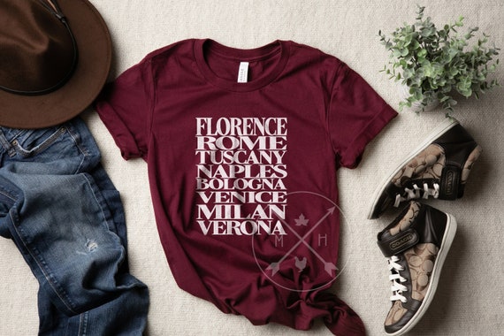 Italia Shirt Italy Map Cities Fashion T-Shirt Milano Napoli Italia Shirt Italy Map Cities Fashion T-Shirt Milano Napoli