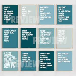 Gen Alpha Winterferien Slang Klassenzimmer Poster Set | Druckbare lustige Weihnachten Klassenzimmer Dekor | Mittelschule Rizz Bulletin Board Poster