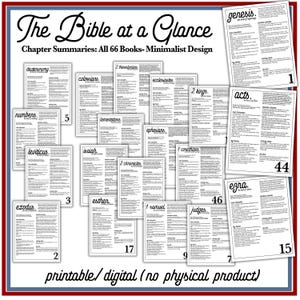 Bible Book Summary Guide | Printable Books of the Bible Study Guide | Old & New Testament Note Digital Study Guide Tool | Christian Bible