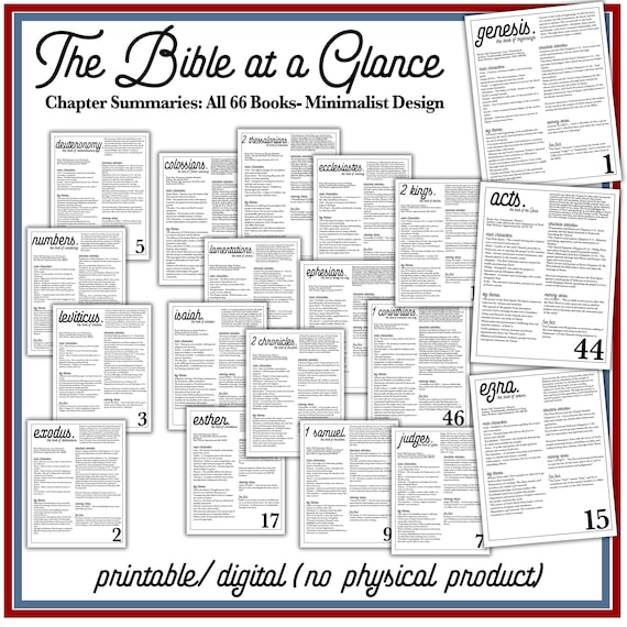 Bible Book Summary Guide | Printable Books of the Bible Study Guide | Old & New Testament Note Digital Study Guide Tool | Christian Bible