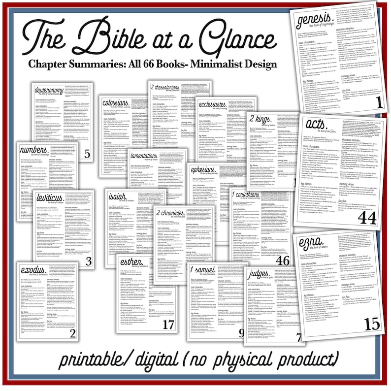 Bible Book Summary Guide | Printable Books of the Bible Study Guide ...