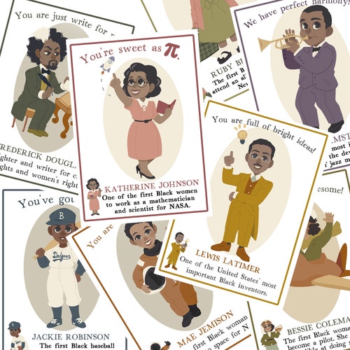 Black History Valentine Cards Printable Instant Download - Etsy