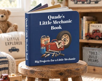 Personalized Mechanic Baby Board Book | Custom Little Mechanic Book | Car Garage Baby Gift | Mechanic Dad Grandpa Gift | First Birthday