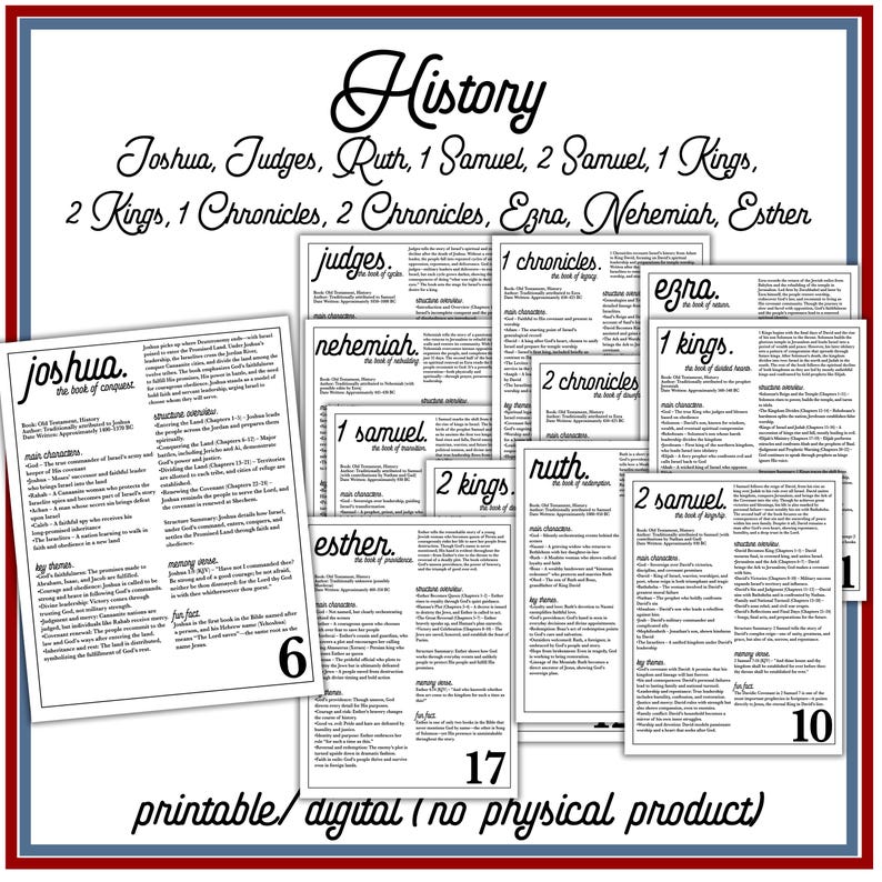 Bible Book Summary Guide | Printable Books of the Bible Study Guide ...