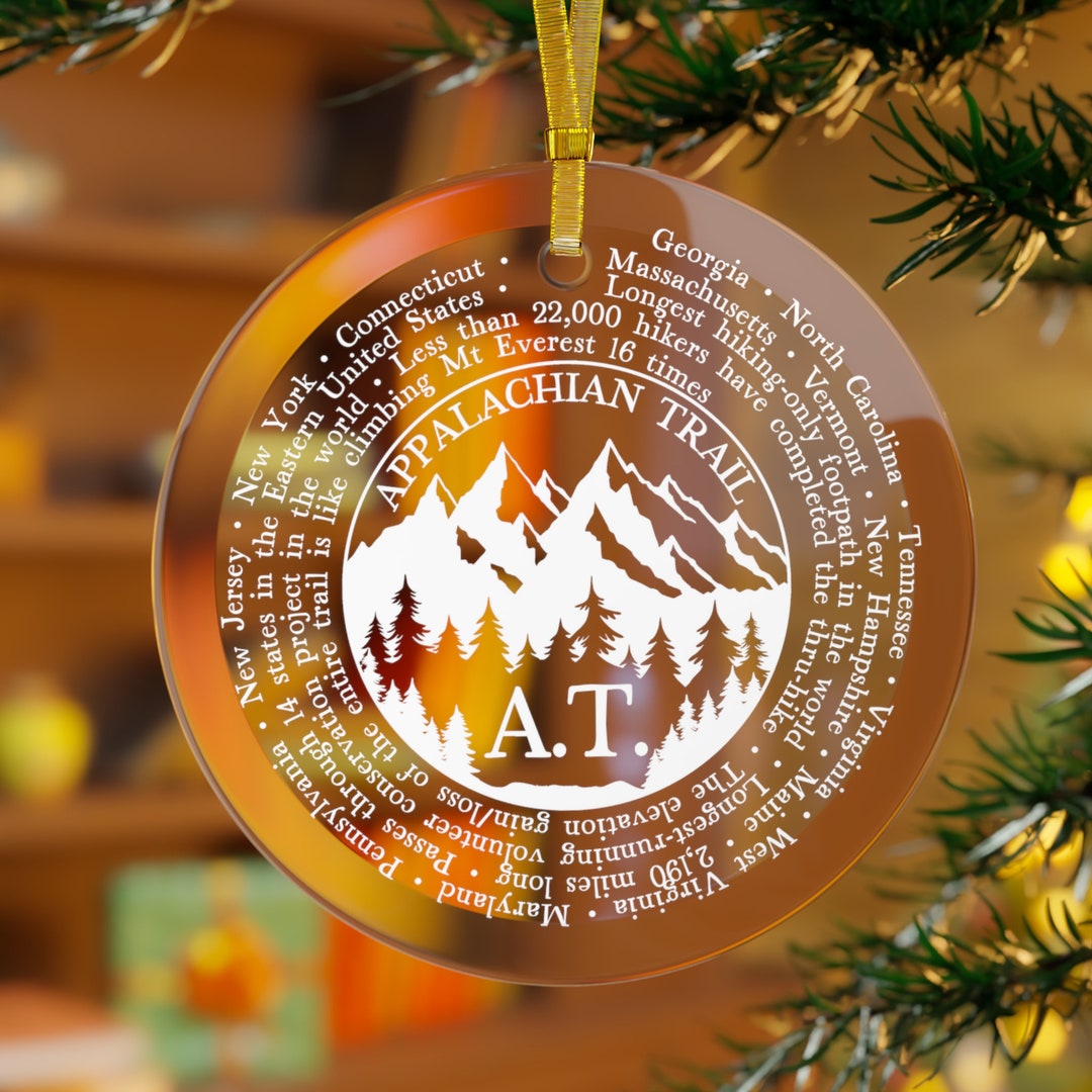 Appalachian Trail Glass Christmas Ornament AT Thru Hiker Keepsake Gift