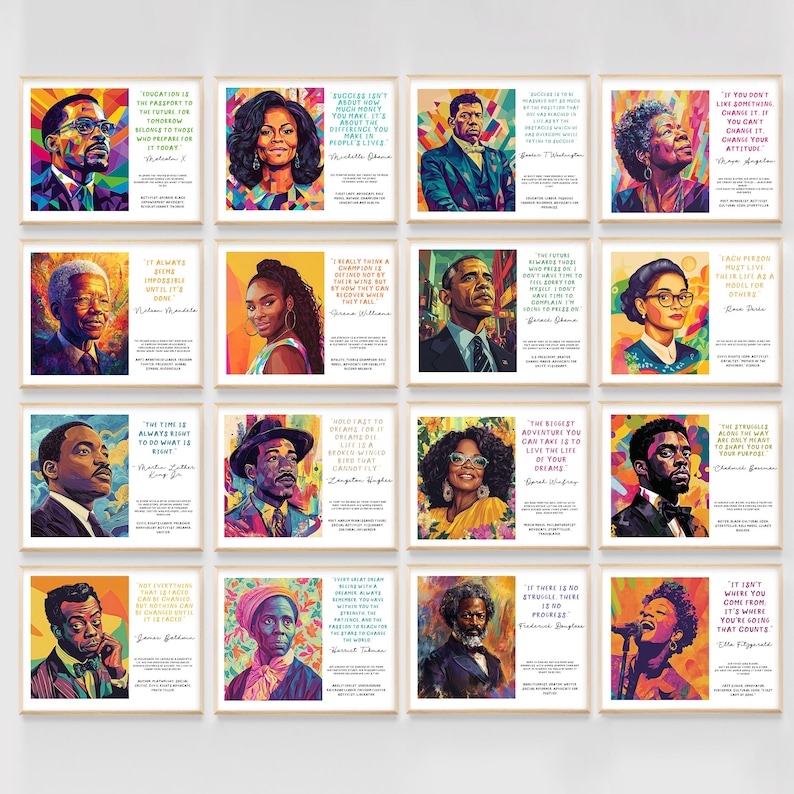 Black History Month Bulletin Board | Inspirational Quotes Poster Set | Motivational Classroom Printable Decor | Civil Rights Athletes Music image 2