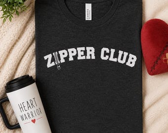 Heart Surgery Shirt | Zipper Club Open Heart TShirt | Funny Cardiac CHD Tee | Surgery Care Package Basket Item | Custom Gift for Friend