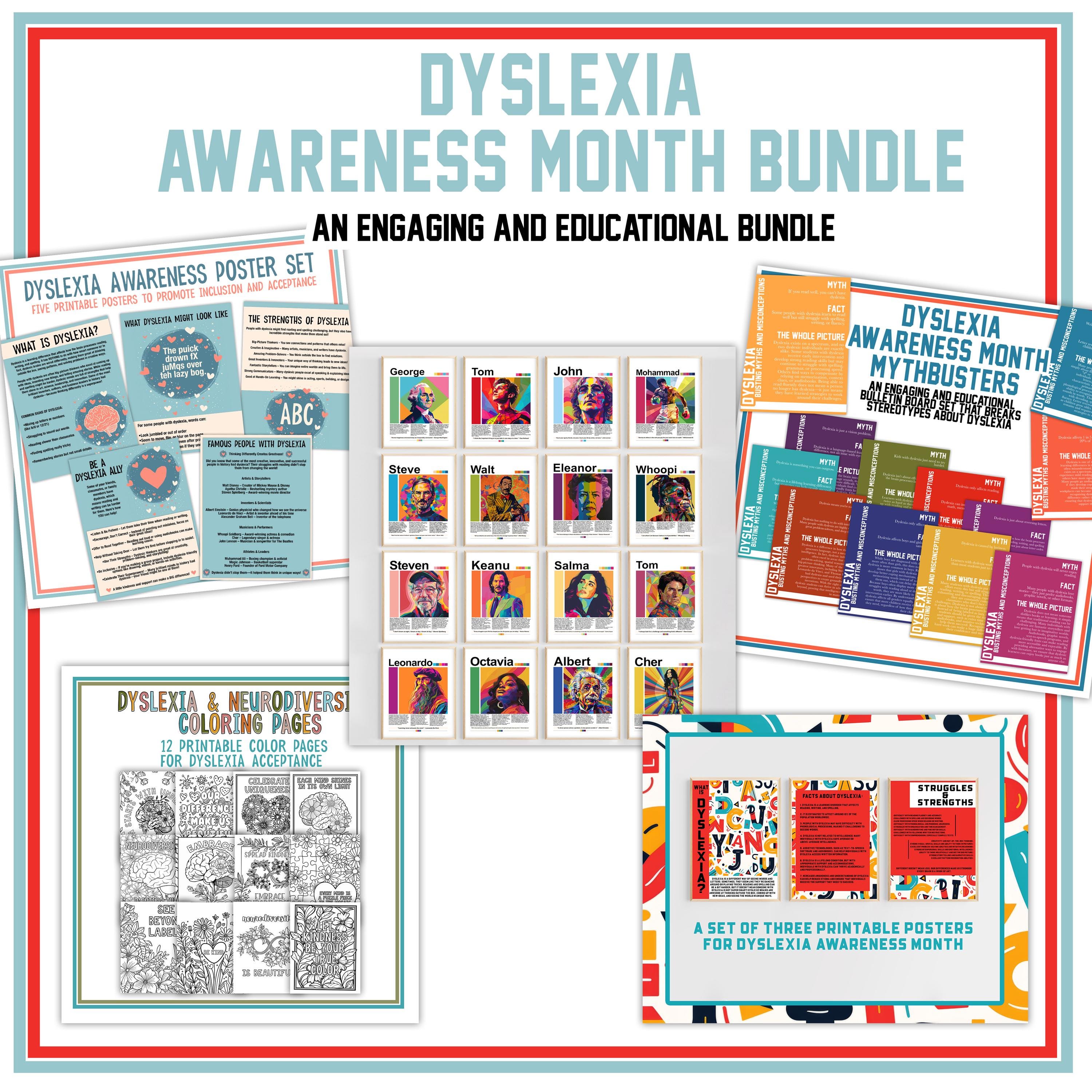 Dyslexia Awareness Month Bulletin Board Bundle | Dyslexic Figures ...