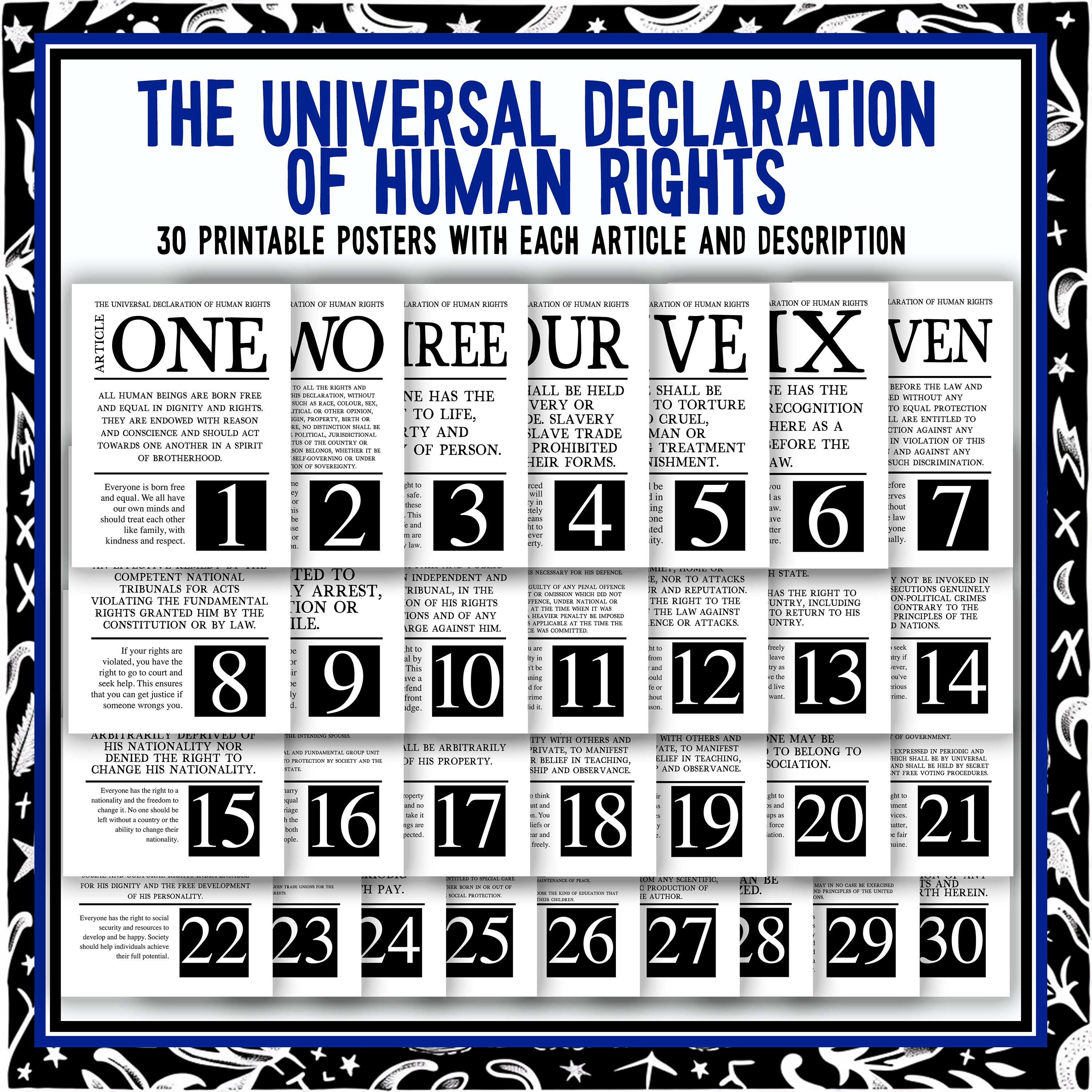 Universal Declaration of Human Rights Bulletin Board Sets | UDHR Month ...