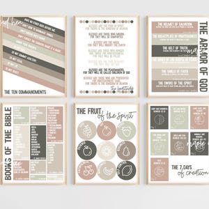 Kids Bible Bulletin Board | Kids&#39; Educational Bible Poster Set | Church Sunday School Decor Bundle, Bible Verse Scripture Christian Catholic