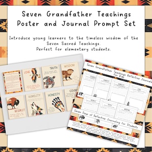 Seven Grandfather Teachings Posters and Journal Prompts for Kids | Indigenous 7 Sacred Teachings Bulletin Board & Activity, Classroom Lesson