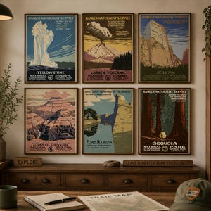 National Park Public Domain Digital Prints | Restored Vintage Printable National Park Posters Set | Downloadable Authentic Public Domain Art