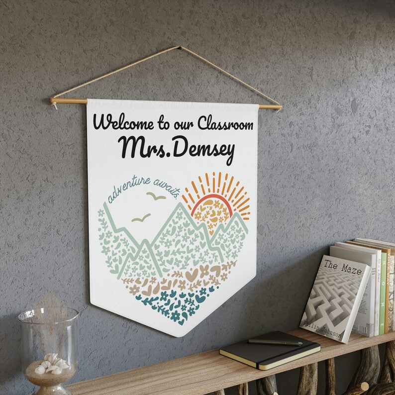 Personalized Teacher Door Sign | Custom Name Adventure Awaits Classroom ...