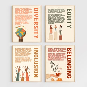 Carteles DEIB / Carteles para tablones de anuncios sobre diversidad, equidad, inclusión y pertenencia / Imprimibles digitales inclusivos para aulas con diferentes capacidades