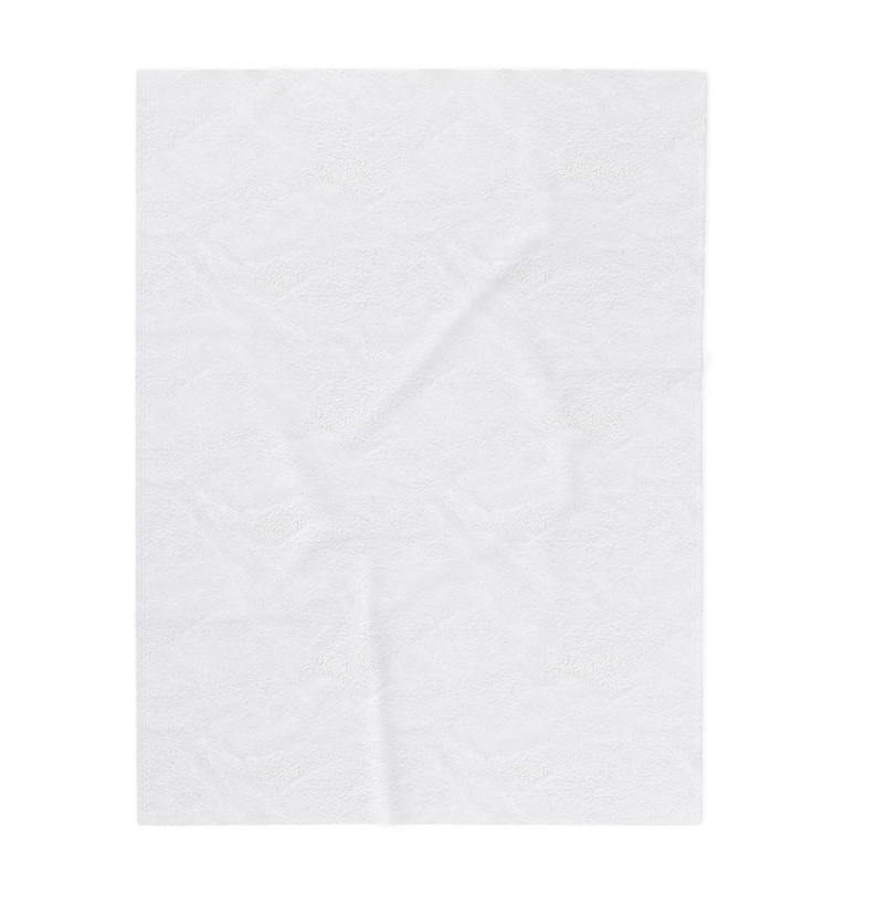 May include: A rectangular, white, textured fabric. The fabric has a slightly wrinkled appearance, with subtle shadows and folds across its surface. The overall impression is of a soft, pliable material.