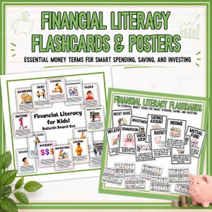 Financial Literacy Bundle | Flashcards and Bulletin Board Set | Personal Finance Curriculum for Kids and Teens | Budgeting & Money Skills