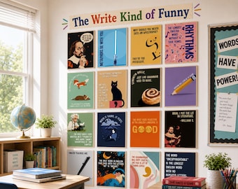 Poster für den Englischunterricht | Lustige Witze für die Pinnwand | Poster-Set für Grammatik, Zeichensetzung und Literatur (Wortspiele) | Mittelstufe