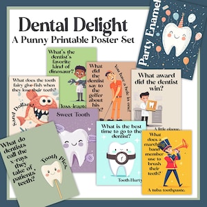 Dentist Puns Poster Set | Funny Dental Hygienist Office Decor | Medical Puns Bulletin Board Decor Bundle | Digital Office Art Poster Set