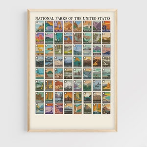 US National Park Checklist Poster | 63 National Parks Check List Gift | Christmas Map Gifts for Travel Lover | Souvenir Outdoor Camping RV